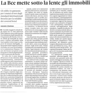 La Bce mette sotto la lente gli immobili