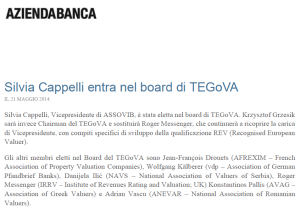 Silvia Cappelli entra nel board di TEGoVA