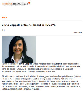 Silvia Cappelli entra nel board di TEGoVA – 21/5/2014